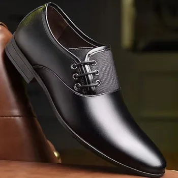 Модная мужская официальная обувь 2023 года, Размер 38-48, Черно-коричневая Классическая мужская обувь для деловых вечеринок с острым носком
