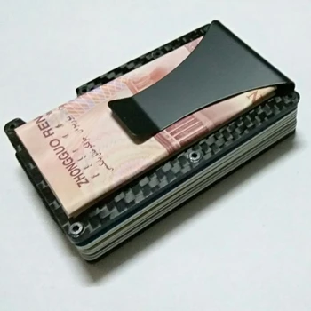 Новый Мини-зажим для денег из углеродного волокна, держатель для кредитных карт, удостоверяющий личность, с RFID-защитой, кошелек Porte Carter, Металлический кошелек Rifd