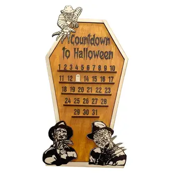 Деревянный адвент-календарь на Хэллоуин, декор, сделай САМ, подвижный деревянный блок, календарь для дома с привидениями, рабочего стола, классной комнаты, фестиваля, праздника
