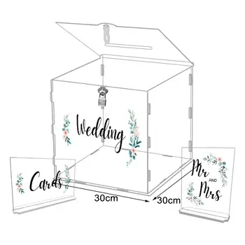 Акриловая коробка для свадебных открыток Коробка для подарочных карт для гостей Прозрачный футляр для пожеланий для церемонии
