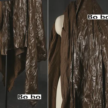 Креп кофейного цвета, однотонная кожа, плотная текстура, прессованное плиссированное платье, брюки с мягкой драпировкой, дизайнерская ткань одежды