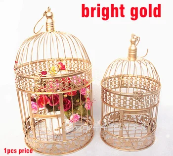 1шт 14x25/19x35 см Ручной работы, яркая золотая металлическая декоративная свадебная клетка для птиц, свадебные украшения, свадебные сувениры и подарки