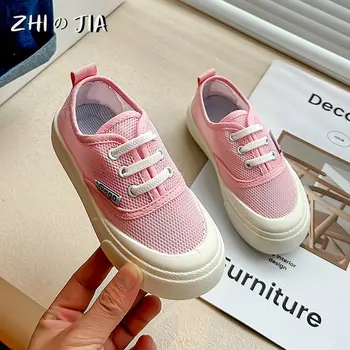 Новая детская парусиновая обувь 2023 Летние Сетчатые Дышащие кроссовки для мальчиков и девочек Повседневная Модная Универсальная обувь Многоцветная 26-37