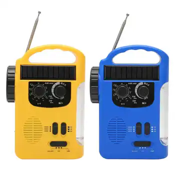 Портативное Светодиодное Солнечное Ручное Радио С Рукояткой MP3 Музыкальное Подключение AM FM SW Радио Открытый Аварийный Банк Питания Фонарик USB Зарядка