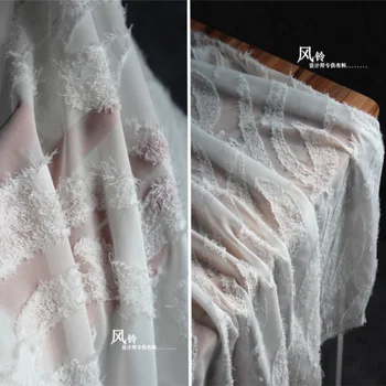 Жаккардовая Сетчатая Марлевая ткань Белый Декор в стиле Пэчворк Своими руками Кружевная юбка Платье Сценическая одежда Дизайнерская ткань