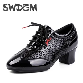 SWDZM Женская танцевальная обувь, Мужская обувь из натуральной кожи в стиле модерн/Танго Для женщин, Кроссовки для латиноамериканских танцев, вальса