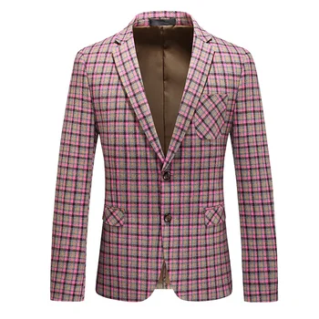 Blazers kurtki nowa wiosna jesień Plaid garnitury casualowe kurtki płaszcze biznes formalna odzież mężcz