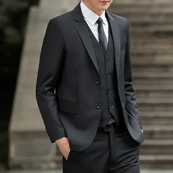 Новый костюм Мужской костюм-тройка Корейский повседневный костюм пальто Лучший мужской жилет Костюм Коммерческая одежда