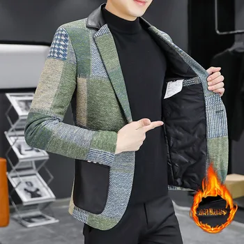 2023 Новый тренд мужской моды, красивый свободный осенне-зимний шерстяной пиджак в корейском стиле высокого класса.