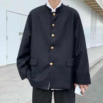 2023 Мужская повседневная куртка в китайском стиле Маленький костюм Корейская версия форменной студенческой куртки Маленький костюм Молодежное модное пальто